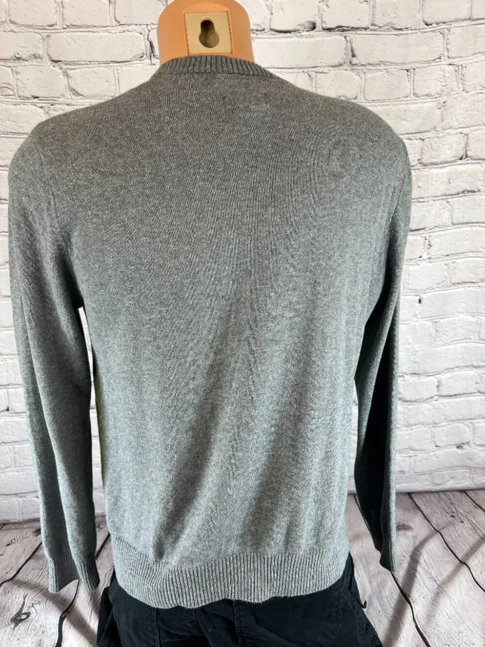 Vintage Nordstroms 1901 Gray & Green Argyle Cashmere Cotton Blend Pullover Men M